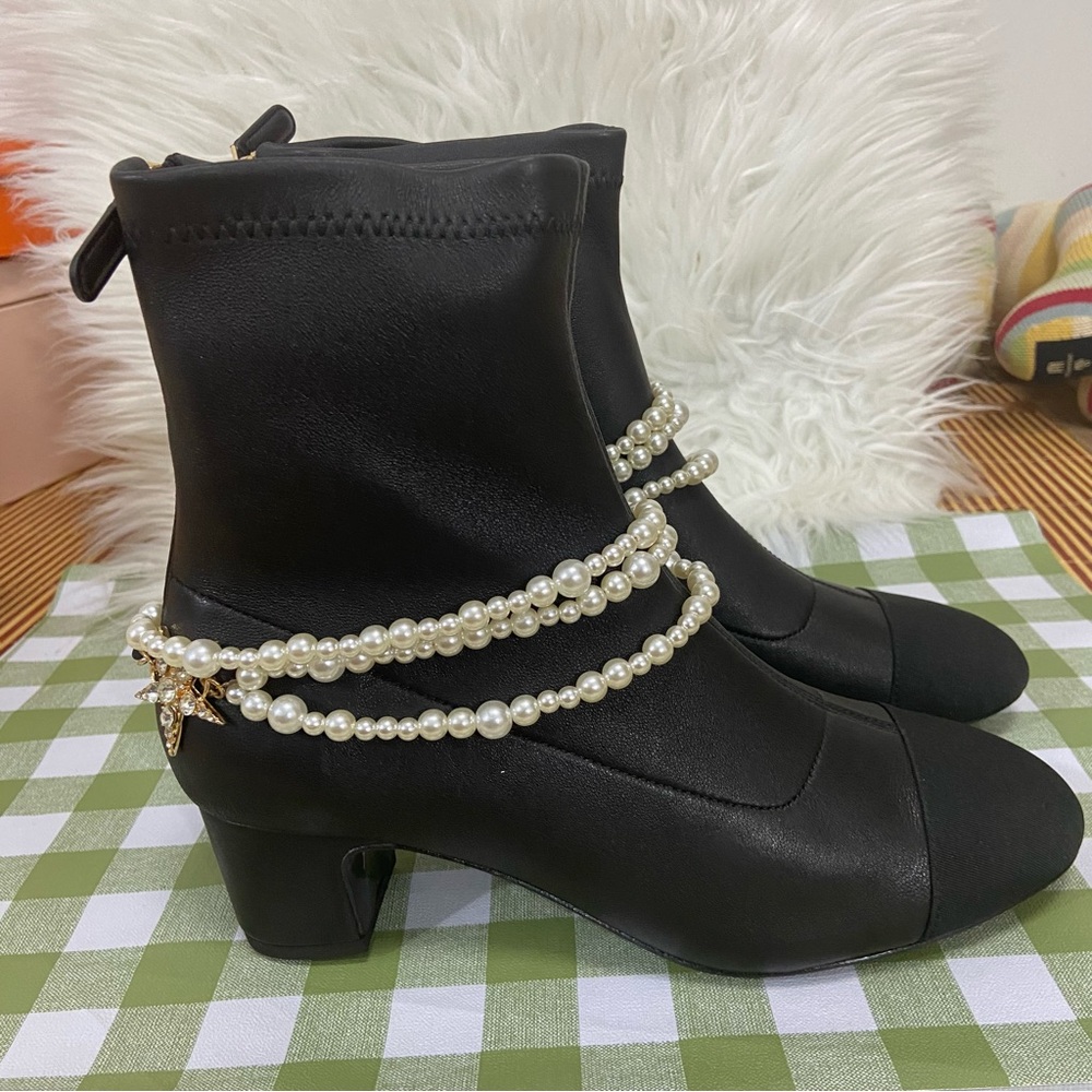 CHANEL Black Heeled Boots